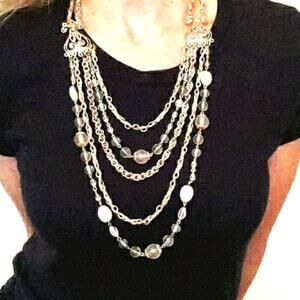 Layered Necklace ESTATE Jewelry Filigree Milk Bead Victorian Mid Century Vintage